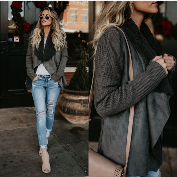 Faux Fur Lined Cardigan Jacket - Picture 2 of 7